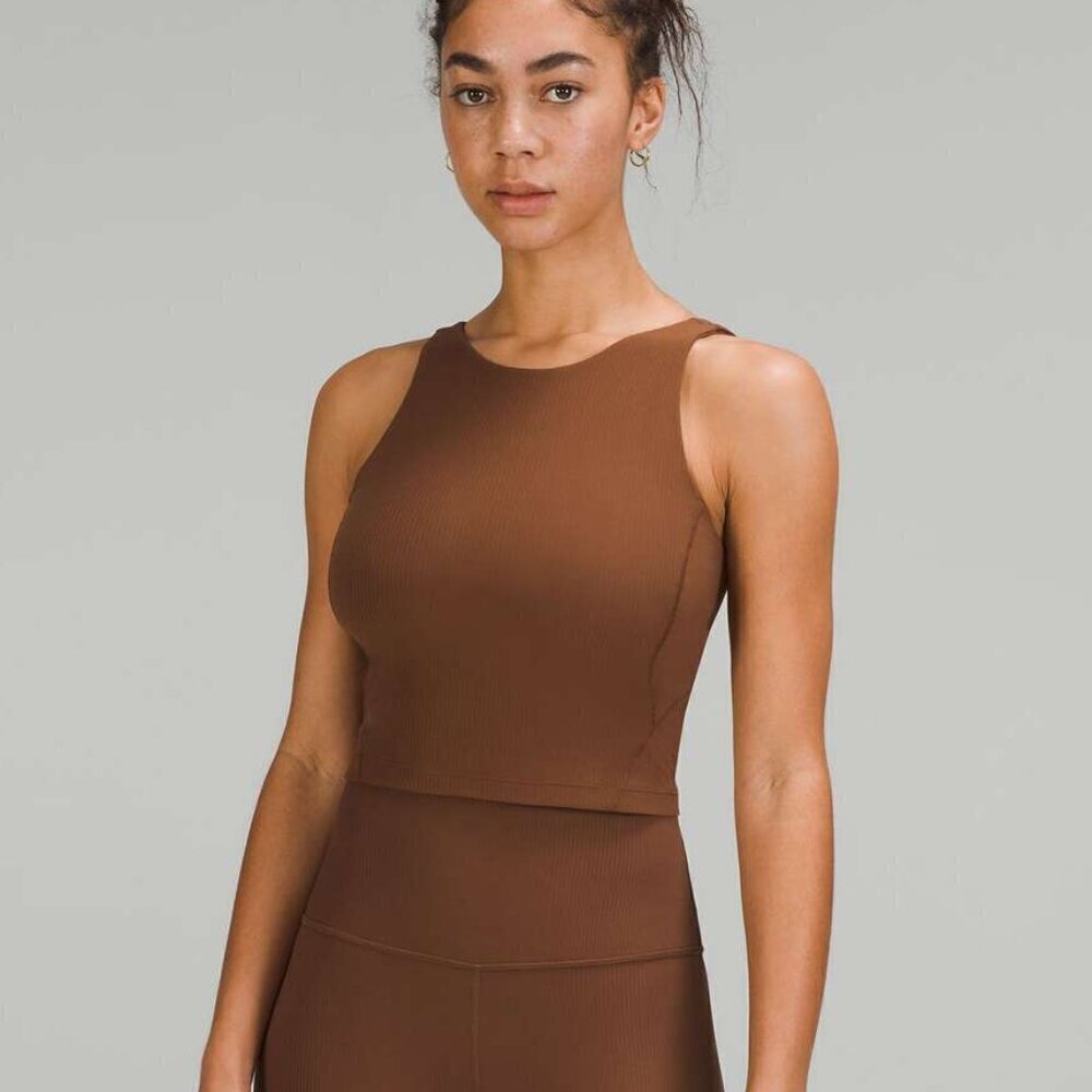 NWT Lululemon Align Ribbed High-Neck Tank Top - 2 Roasted Brown